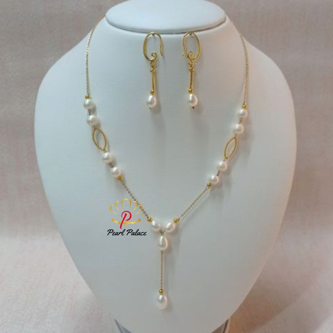 Elegant 18K gold plated Y-necklace and earring set