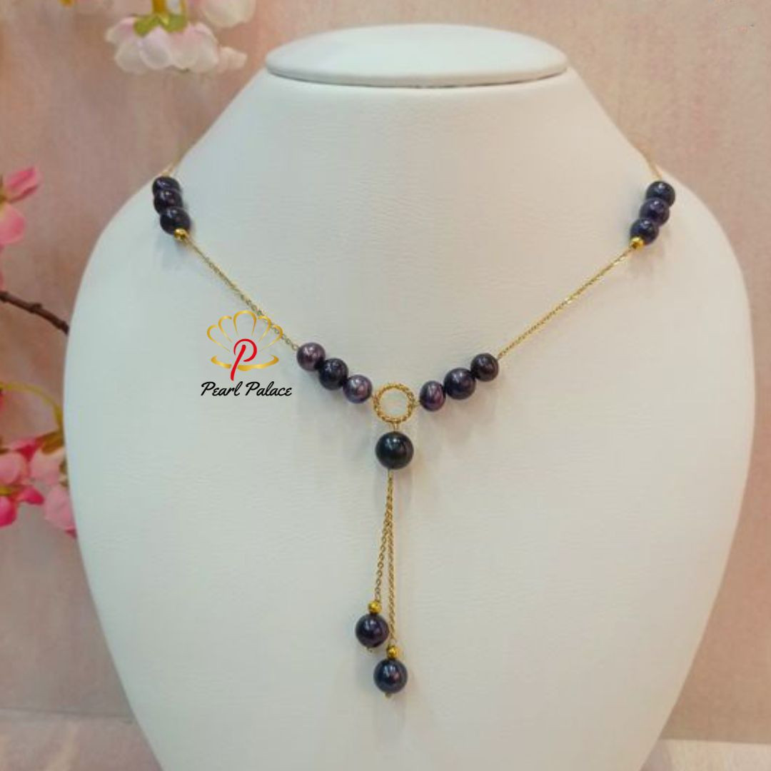 Elegant Black Pearl Drop Necklace