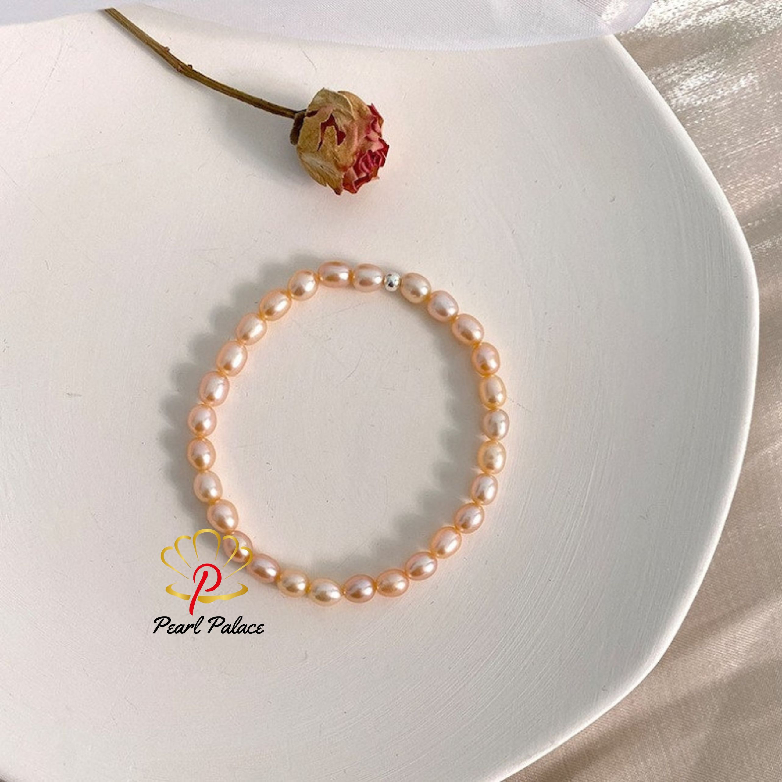 pink Elastic Freshwater Pearl Bracelet
