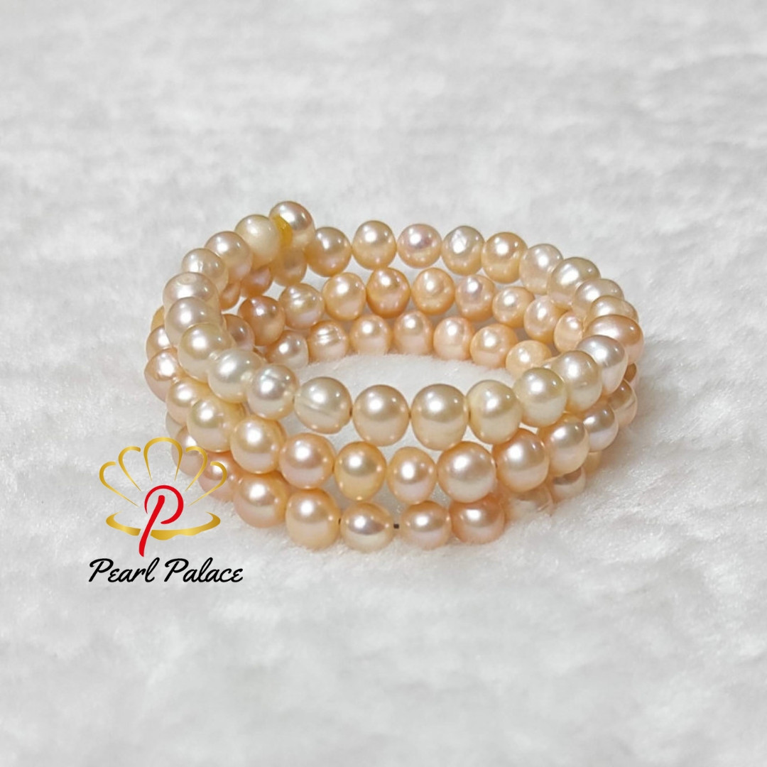 Serene Sunset pearl Bracelet pink color 3 layer