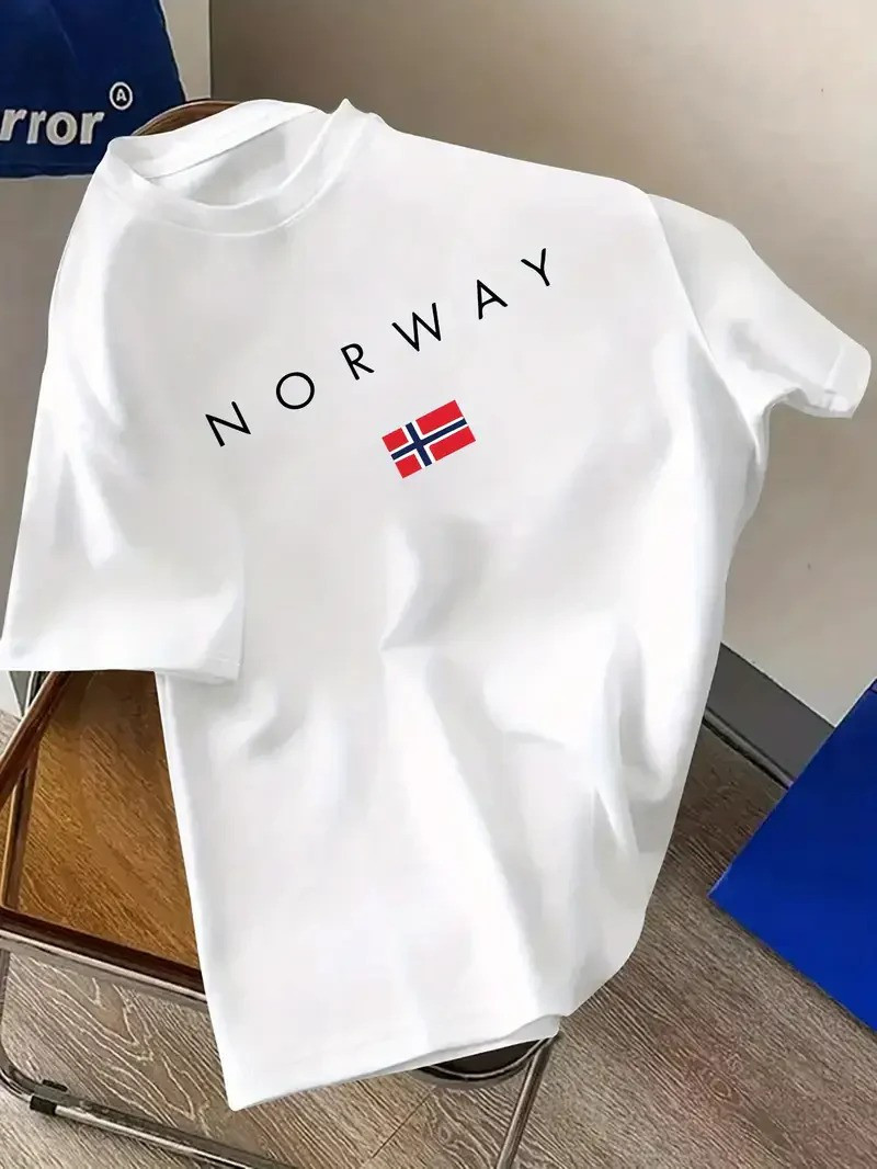 Drop Shoulder Print T-Shirt - Norway