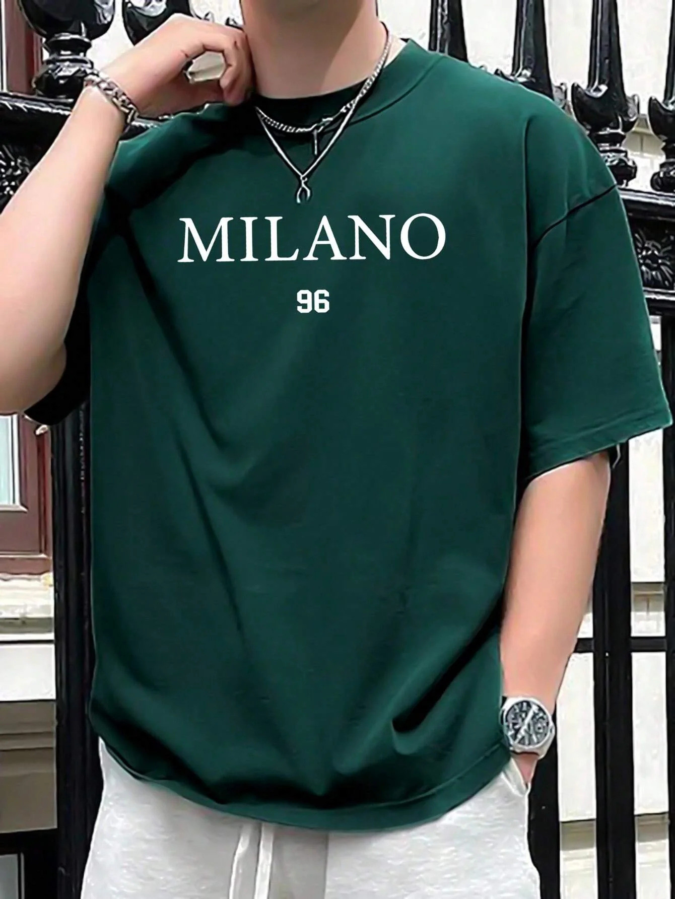 Drop Shoulder Print T-Shirt - Milano 96
